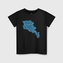 Футболка хлопковая детская Armenia Blue Map, цвет: черный