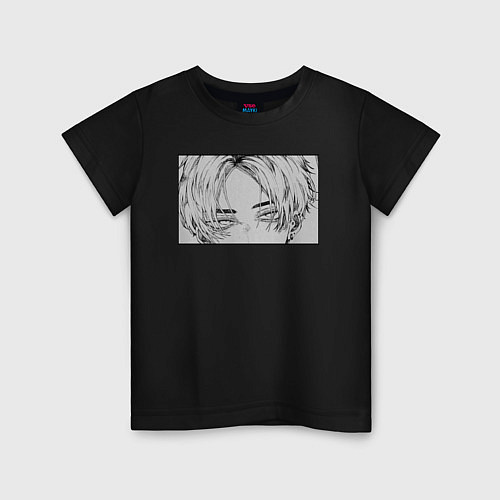 Детская футболка Аниме персонаж Суровый взгляд / Черный – фото 1