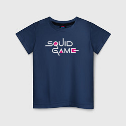 Футболка хлопковая детская Squid Game: Logo, цвет: тёмно-синий