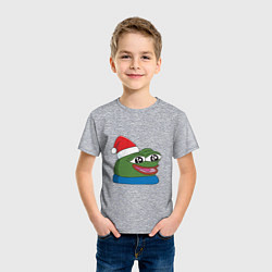 Футболка хлопковая детская Pepe, pepe happy, Пепе хеппи, pepe happy new year, цвет: меланж — фото 2