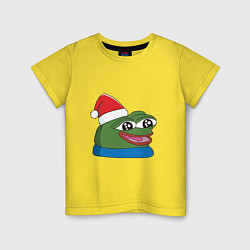 Футболка хлопковая детская Pepe, pepe happy, Пепе хеппи, pepe happy new year, цвет: желтый