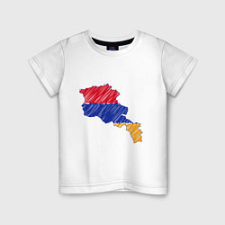 Футболка хлопковая детская Карта Армения, цвет: белый