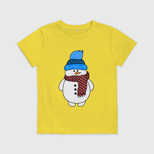 Детская футболка Снеговик в шапочке / Желтый – фото 1