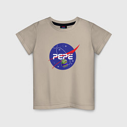 Футболка хлопковая детская Pepe Pepe space Nasa, цвет: миндальный