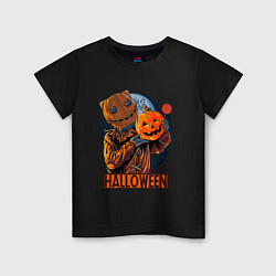 Футболка хлопковая детская Halloween Scarecrow, цвет: черный