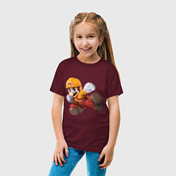 Футболка хлопковая детская MarioJump, цвет: меланж-бордовый — фото 2