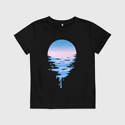 Футболка хлопковая детская Луна море, цвет: черный