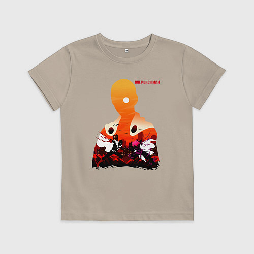 Детская футболка Бой Сайтама и Бороса One Punch-Man / Миндальный – фото 1