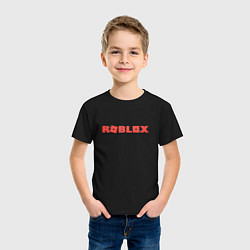 Футболка хлопковая детская Roblox logo red роблокс логотип красный, цвет: черный — фото 2