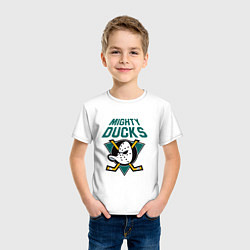 Футболка хлопковая детская Анахайм Дакс, Mighty Ducks, цвет: белый — фото 2