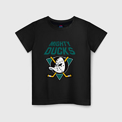 Футболка хлопковая детская Анахайм Дакс, Mighty Ducks, цвет: черный