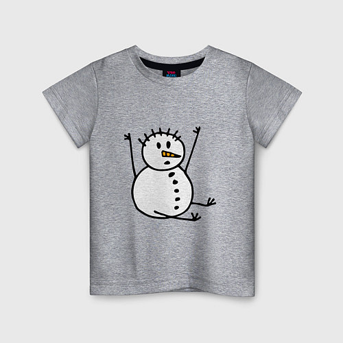 Детская футболка Снеговик в дудл-стиле / Меланж – фото 1