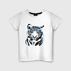 Футболка хлопковая детская Line Blue Tiger, цвет: белый