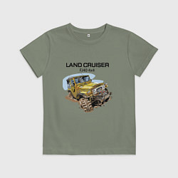 Футболка хлопковая детская Toyota Land Cruiser FJ 40 4X4, цвет: авокадо