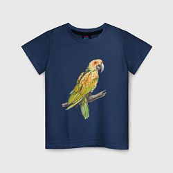 Футболка хлопковая детская Любимый попугай, цвет: тёмно-синий