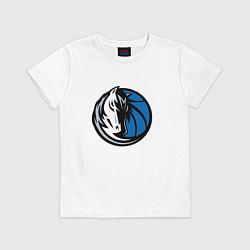 Футболка хлопковая детская Даллас Маверикс логотип, цвет: белый