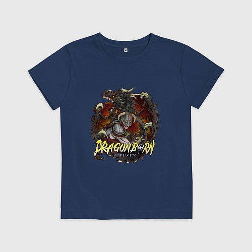 Детская футболка TES SKYRIM DOVAHKIN FUS RO DAH / Тёмно-синий – фото 1