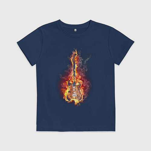 Детская футболка Burning guitar / Тёмно-синий – фото 1