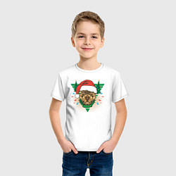Футболка хлопковая детская Christmas Dog, цвет: белый — фото 2