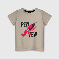 Футболка хлопковая детская Pew Pew Squid, цвет: миндальный