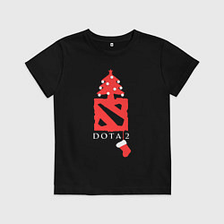 Футболка хлопковая детская Dota 2- Новый год, цвет: черный