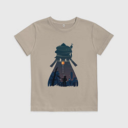 Футболка хлопковая детская Hu Tao Ху Тао, цвет: миндальный