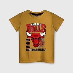 Футболка хлопковая детская Chicago Bulls NBA, цвет: горчичный