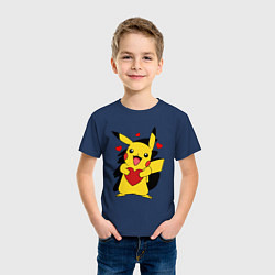Футболка хлопковая детская ПИКАЧУ И СЕРДЕЧКО POKENON PIKACHU LOVE, цвет: тёмно-синий — фото 2