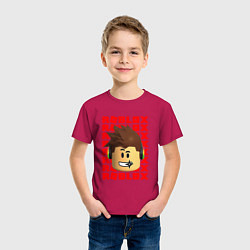 Футболка хлопковая детская ROBLOX RED LOGO LEGO FACE, цвет: маджента — фото 2