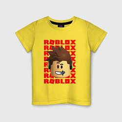 Футболка хлопковая детская ROBLOX RED LOGO LEGO FACE, цвет: желтый