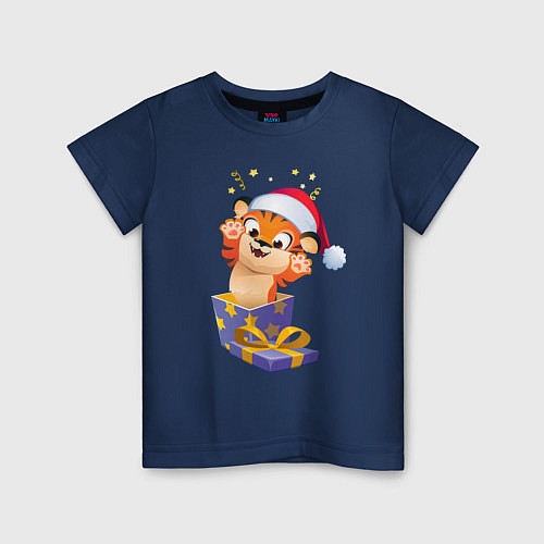 Детская футболка Тигрёнок в качестве подарка / Тёмно-синий – фото 1
