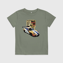 Футболка хлопковая детская Porsche 911 Carrera 4S, цвет: авокадо