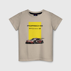 Футболка хлопковая детская Porsche Carrera 4S Motorsport, цвет: миндальный