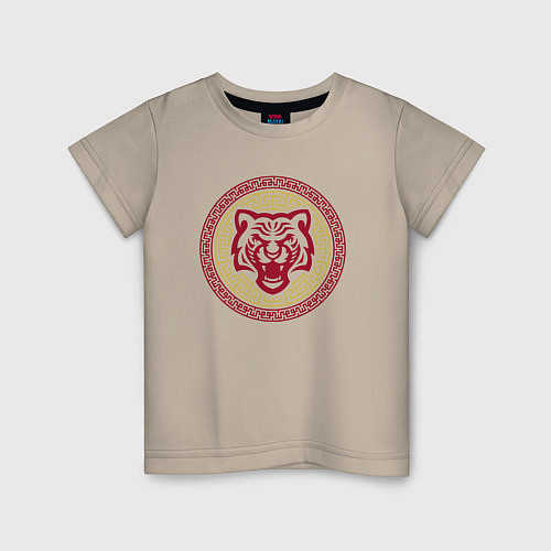 Детская футболка Тигр - символ нового года / Миндальный – фото 1