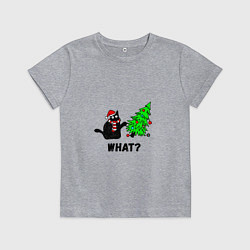 Футболка хлопковая детская Кот роняет елку, цвет: меланж
