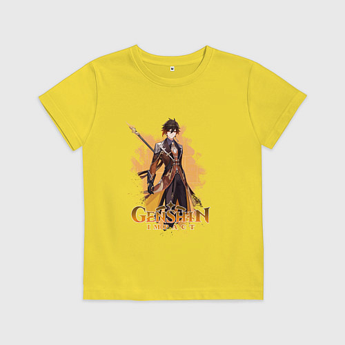 Детская футболка Чжун Ли Zhongli Genshin Impact / Желтый – фото 1