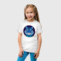 Футболка хлопковая детская Голубой водяной тигр символ 2022 года, цвет: белый — фото 2