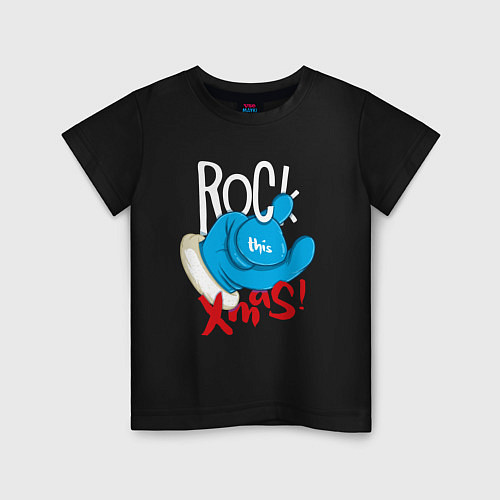 Детская футболка Blue mittens Rock this xmas / Черный – фото 1