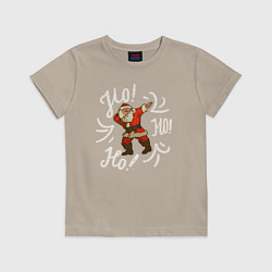 Футболка хлопковая детская Santa Ho Ho Ho, цвет: миндальный
