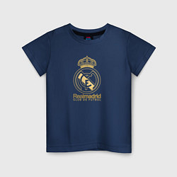 Футболка хлопковая детская Real Madrid gold logo, цвет: тёмно-синий