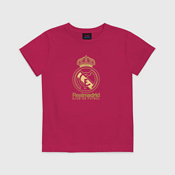 Футболка хлопковая детская Real Madrid gold logo, цвет: маджента