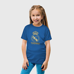 Футболка хлопковая детская Real Madrid gold logo, цвет: синий — фото 2