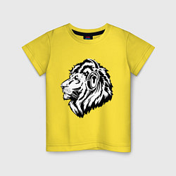 Футболка хлопковая детская Лев в наушниках, цвет: желтый