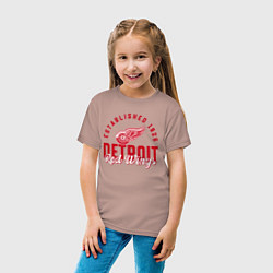 Футболка хлопковая детская Detroit Red Wings Детройт Ред Вингз, цвет: пыльно-розовый — фото 2