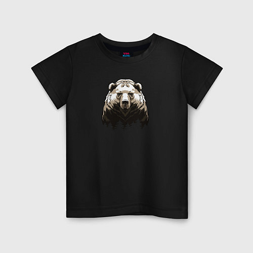 Детская футболка Медведь над лесом / Черный – фото 1