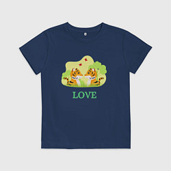 Футболка хлопковая детская Love влюбленные тигры, цвет: тёмно-синий
