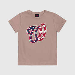 Футболка хлопковая детская Washington Nationals - baseball team, цвет: пыльно-розовый