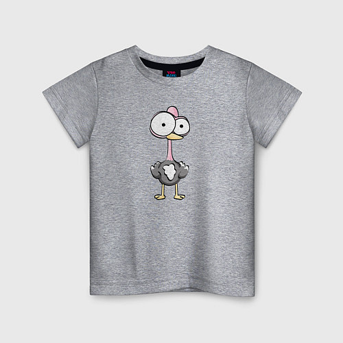 Детская футболка Страус большеглазый / Меланж – фото 1