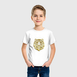 Футболка хлопковая детская Символ года тигренок золотой на удачу, цвет: белый — фото 2