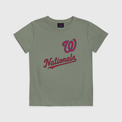 Футболка хлопковая детская Washington Nationals - baseball team!, цвет: авокадо